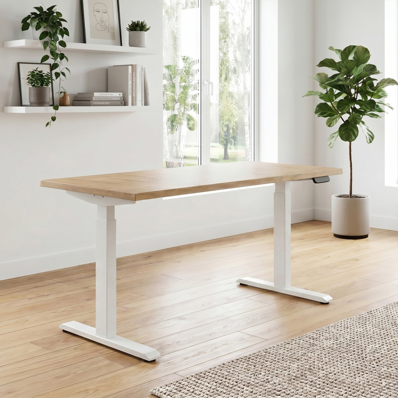 UVI STANDARD V2 električni sit-stand stol - Chalet Oak i bijeli okvir 139 x 68 x 3,8 cm