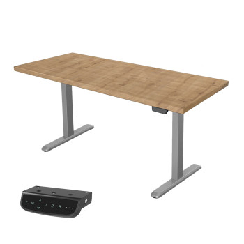UVI STANDARD V2 Electric Sit-Stand Desk - Chalet Oak & Grey Frame 139 x 68 x 3,8 cm