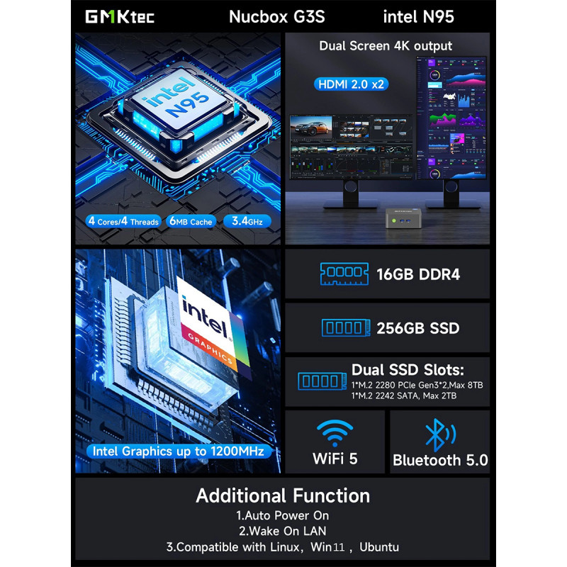Mini PC GMKtec G3S Intel N95 16GB RAM + 512GB SSD WIN 11 Pro Mini PC GMKtec G3S Intel N95 16GB RAM + 512GB SSD WIN 11 Pro